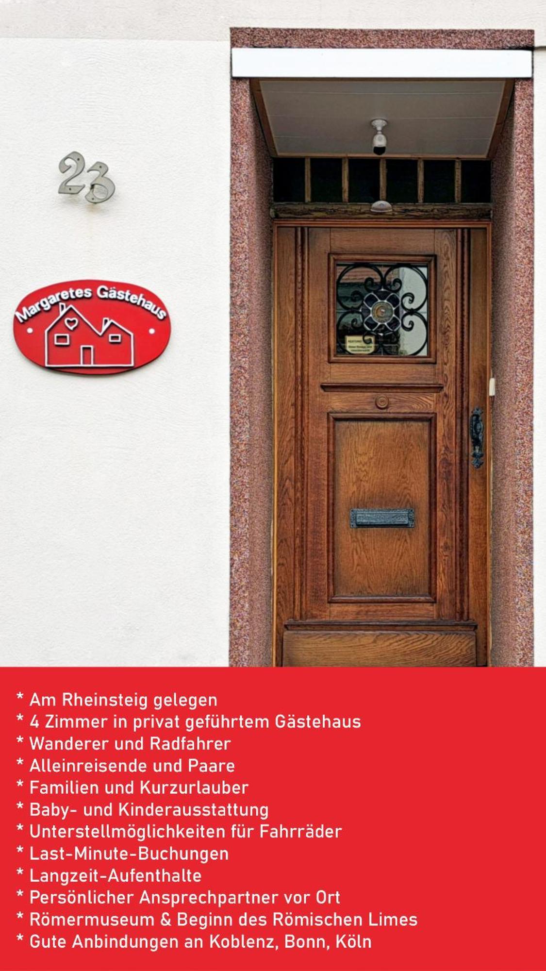 Margaretes Gaestehaus Am Rheinsteig Wanderer Radfahrer Familien Business-Reisende Wlan Gratis Rheinbrohl Exterior photo